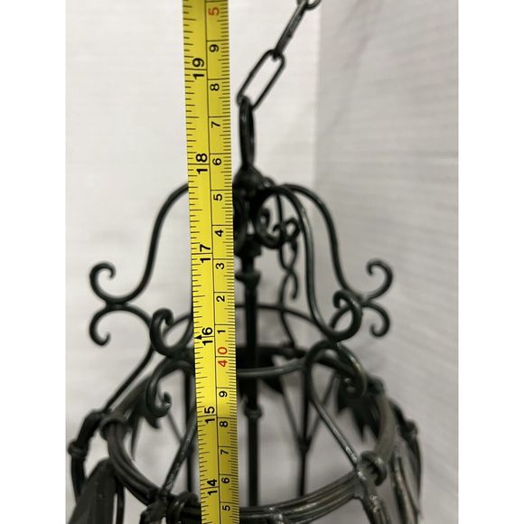 Two Beautiful Vintage Wrought Iron Hanging Candle Holder Three Candles Each - Picture 7 of 10